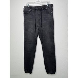 Victorious Los Angeles Mens XL Denim Joggers Faded Black Elastic‎ Waist Pants